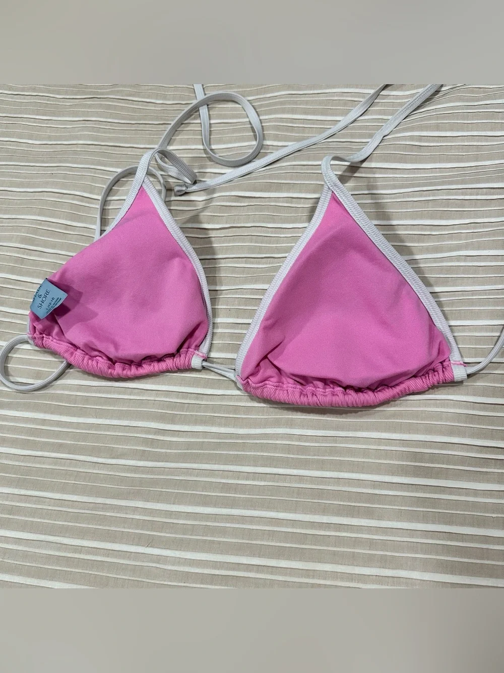 Shade & Shore size Large Pink ribbed triangle string bikini cheeky high leg
